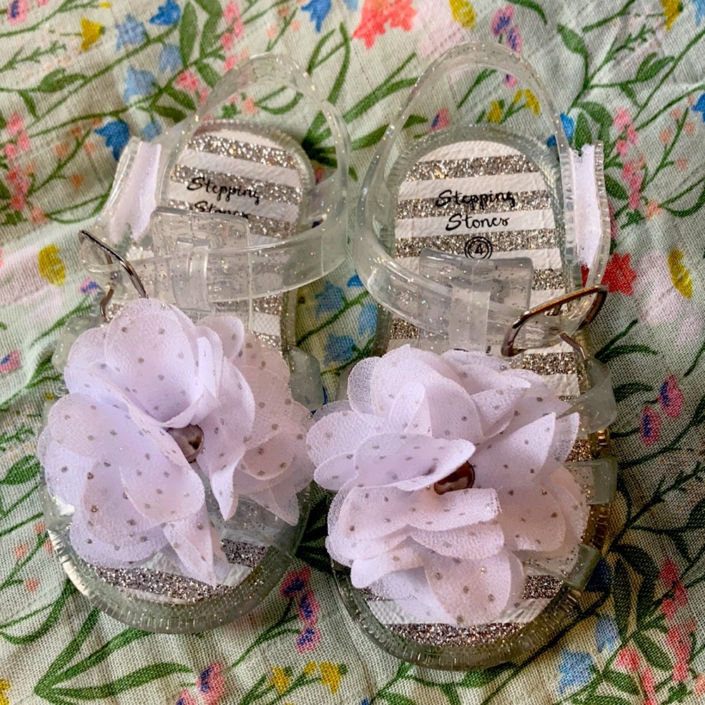 Sparkly jelly sandals with flowers